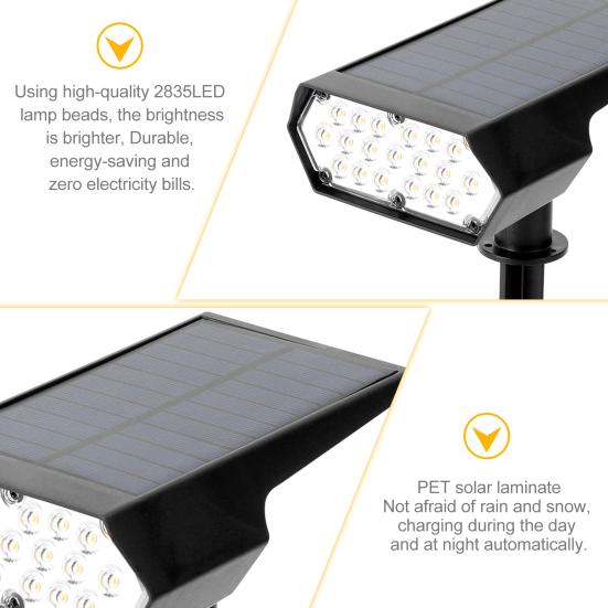 1/2 Stück Solarstrahler Außen 2-in-1 Wasserdicht 19 LED-Lampen Einstellbare Landschaft Weiß