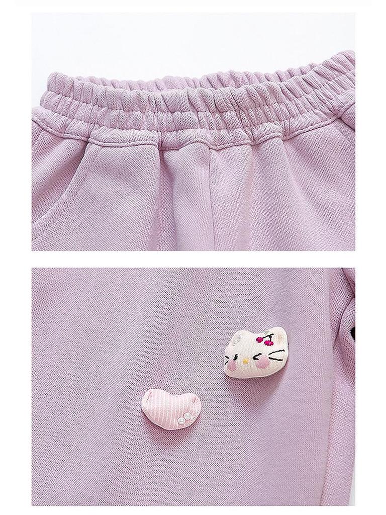 Girls' Autumn Rabbit Embroidery Sweatpants - Fashionable Casual Long Pants for Baby and Medium-sized Kids