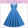 Backless Splice Satin Jurk in Vintage Stijl Met Hoge Taille Voor Romantische Vakanties