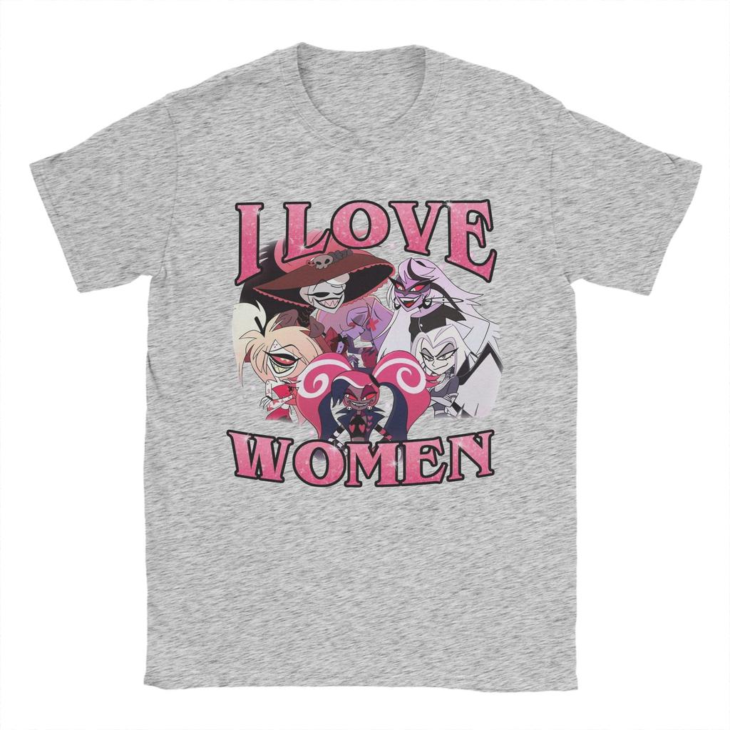 Men's Hazbins Hotels I Love Women T Shirts Cotton Clothes Vintage Short Sleeve Crewneck Tees Plus Size T-Shirts