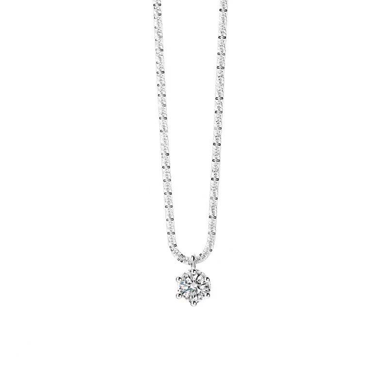 S925 Sterling Silver Moissanite Star Necklace - Luxurious, Niche Design with Shimmering Cauliflower Pattern