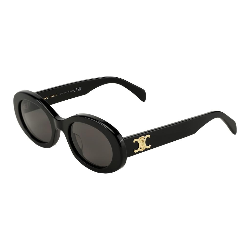 Celine Triomphe Oval Sunglasses With Logo Decoration Women sunglasses Black CL40194U-01A