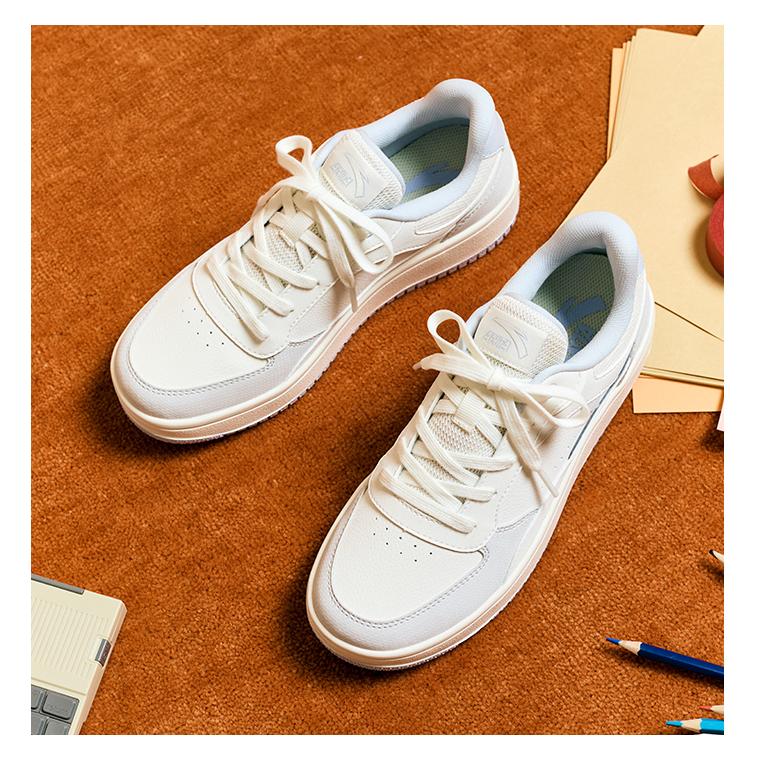 Anta Comfortable Trendy Slip Resistant Durable Low Top Skate Shoes Women Sneakers White Gray Blue 922448018-5