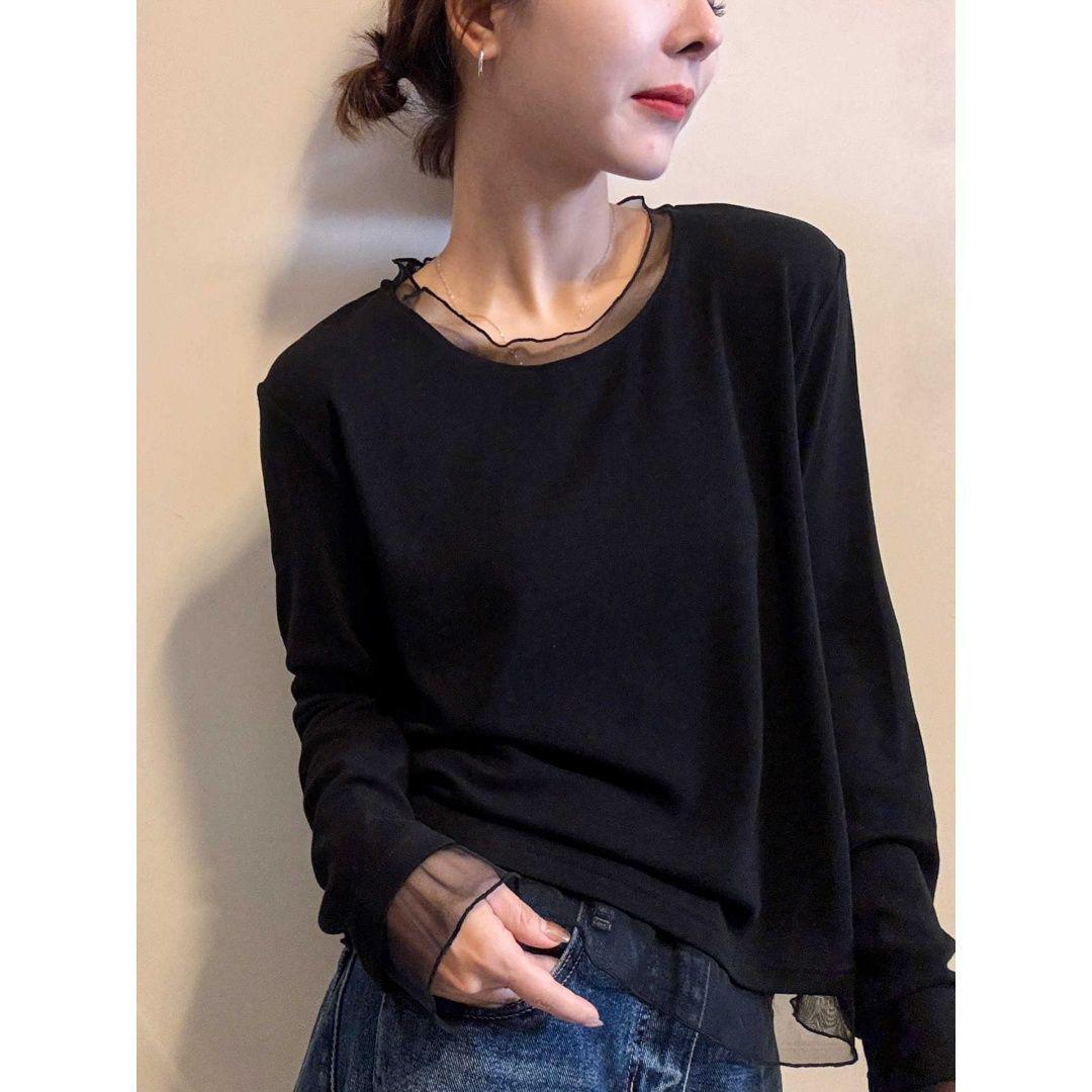 

Plus Size Velvet Patchwork Long Sleeve T-shirt - Slimming & Flaw-Hiding Winter Top for Women S (60-80 jin) чёрный