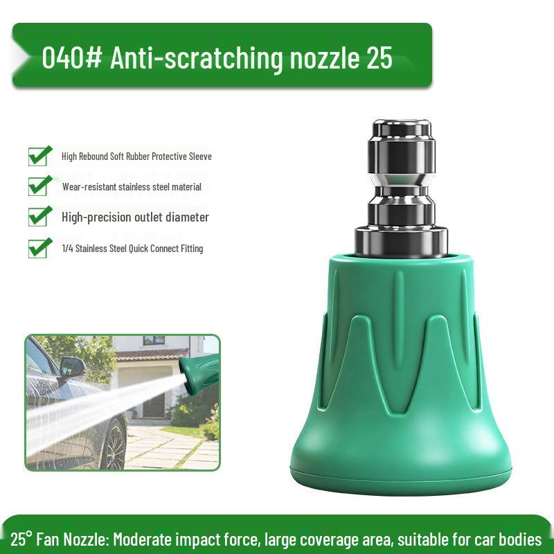 1/4 Quick Connect Colored Fan-Shaped High-Pressure Washer Nozzle with Stainless Steel and Rubber Sleeve