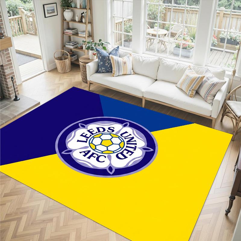 Leeds United Voetbal Ontwerp Kristal Fluweel Tapijt Gezellig Niet?Antislip Bedrukt Tapijt Voor Slaapkamer Woonkamer Entree