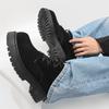 Fashion Brown Mens Derby Shoes Chunky Platform Sole Big Round Toe Lace-up Suede Leather Retro Vintage Work Shoes Anti-Slip Comfortable