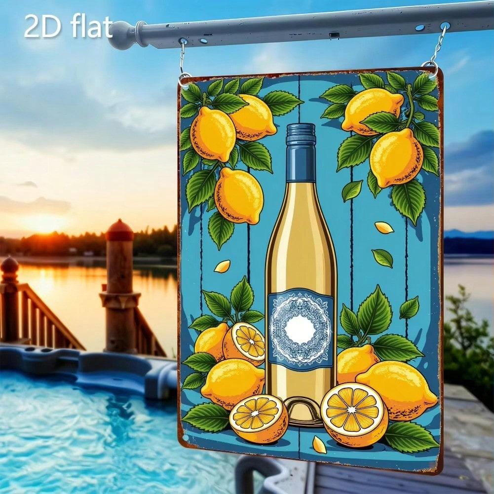 Vintage Lemon Metal Wall Art - Realistic 2D Flat Iron Sign for Kitchen Bar Home Halloween Decor