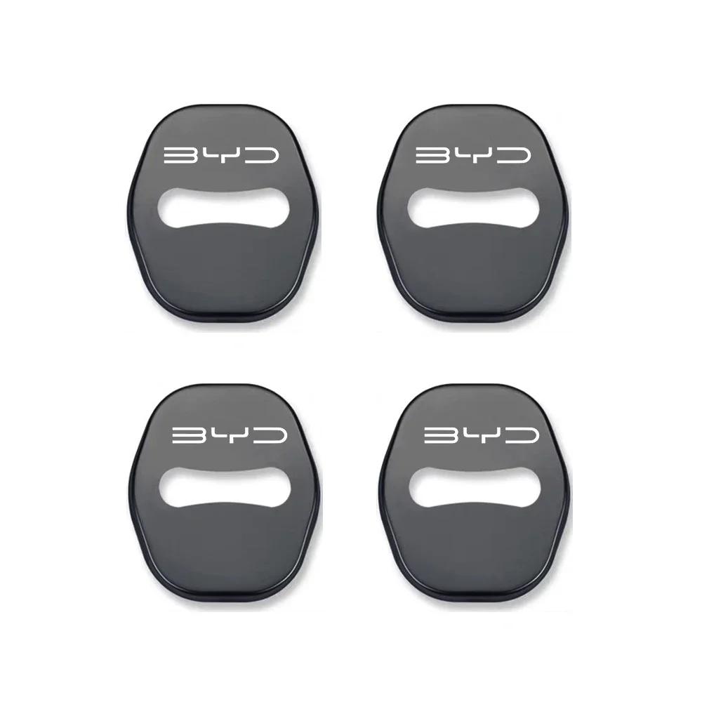 4PCS Car Styling Door Lock Protective Cover Logo Stainless Steel For BYD Atto3 Han Tang Seal SealU Seal Dolphin E2