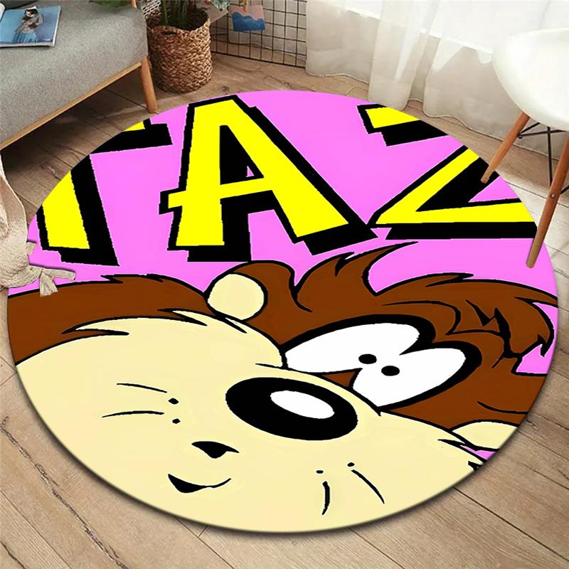 Tazmanian Devil Round Area Rug,Carpet Rug for Living Room Bedroom Sofa Playroom Decor,Non-slip Floor Mat