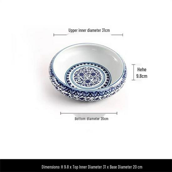 Blue and White Porcelain Fish Tank and Flower Pot for Home Decor