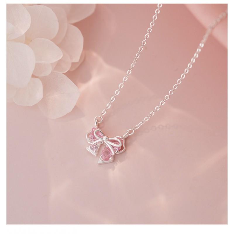 Bow Pendant Necklace Choker Women Elegant Minimalist Jewelry