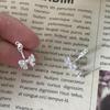 Silver Color Zircon Bowknot Stud Earrings For Women Minimalist Cute Fashion Jewelry Detachable Accessories