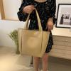 Litchi Pattern Soft PU Leather Tote Bag for Women Large Capacity Zippered Shoulder Shopper