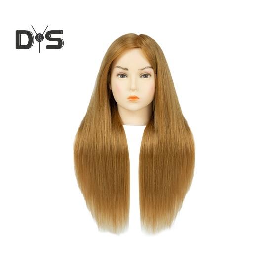 Mannequin Head with Real Hair Hairdresser Braiding Hair Styling Training Manikin Cosmetology Doll Head Brown Golden Long Hair Hairdressing Makeup