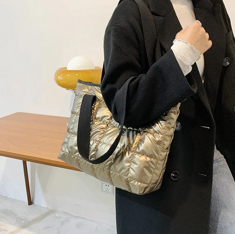 

Повседневные сумки через плечо большой емкости для женщин, космические хлопковые сумки-тоуты, модная зимняя сумка для повседневного использования, bolsa feminina 43x31x11cm