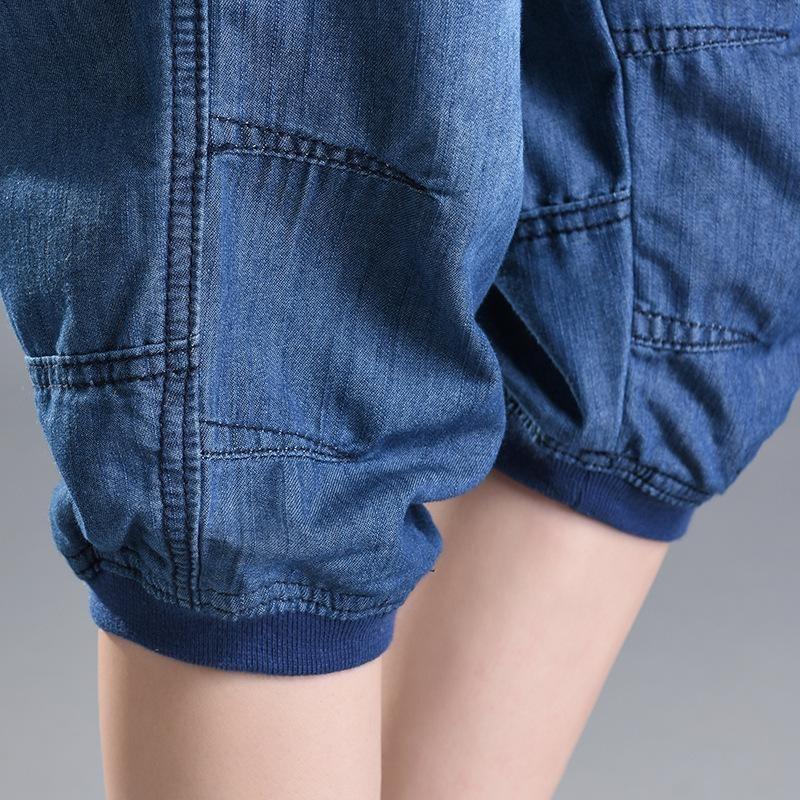 Jeans Tencel a Vita Elastica Pantaloni da Donna Larghi Taglia Grande Pantaloni Casual Corti da Donna Pantaloncini Estivi Sottili