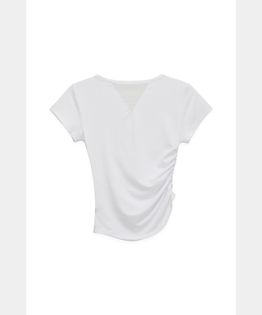 ETRE AU SOMMET Modern Square Shirring Tee (White)
