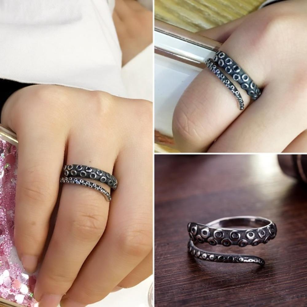 New Kismis 2 Styles Steel Octopus Ring Punk Catch Opener Jewelry Gift for Men Women