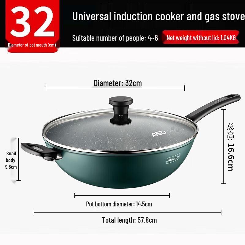 ASD Non-stick Maifan Stone Flat-Bottom Wok