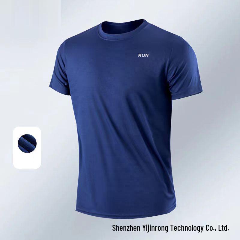 Men's Quick-Dry Checkered Crew Neck Short Sleeve Running Shirt