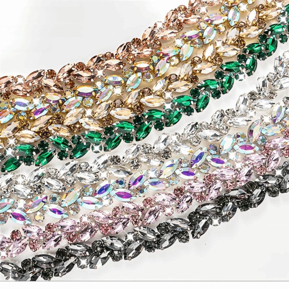 1Yard/90cm Rhinestone Border DIY Multi-color Crystal Diamond Ribbon Versatile Self-adhesive Rhinestone Chain