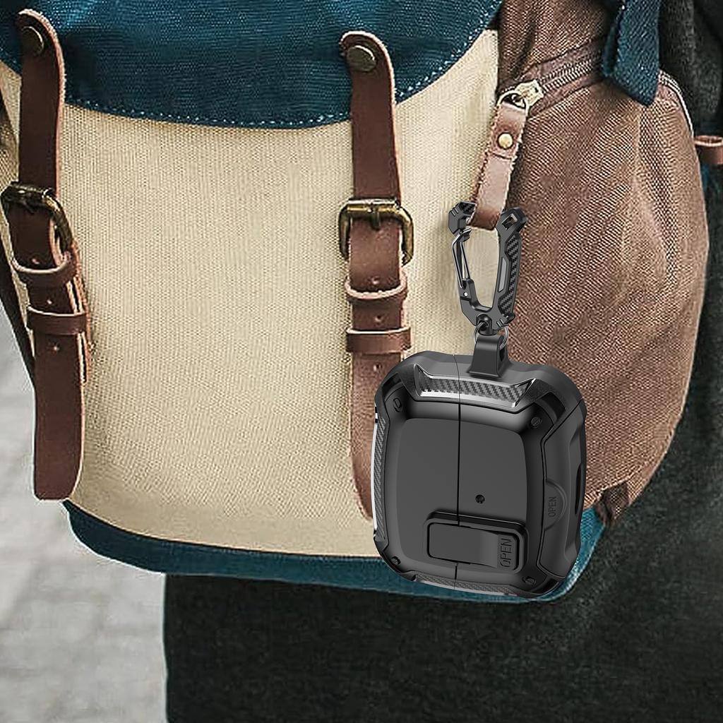 For Samsung Galaxy Buds3 Pro/Buds3 Case TPU+PC Earphones Cover with Lock Switch Carabiner Phone Stand
