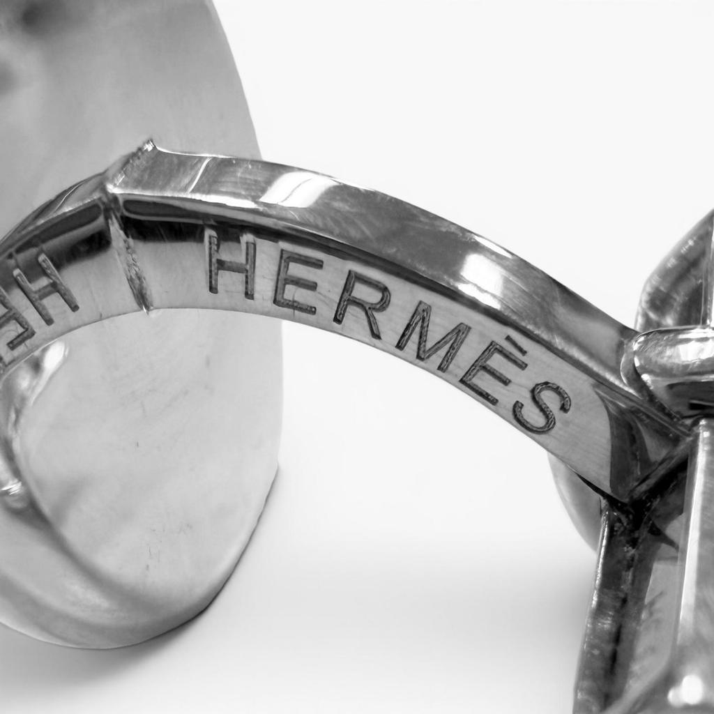 Excellent HERMES Cufflinks cufflinks Serie motif Crude Cell Silver AG925 mens Used