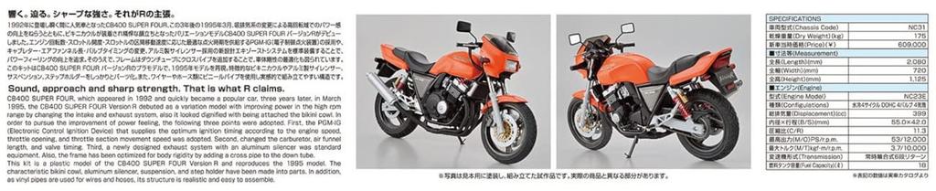 AOSHIMA The Bike Series Honda NC31 CB400 SUPER FOUR Version R 1995 Plastikmodellbau Farbe 1/12 Nr.37