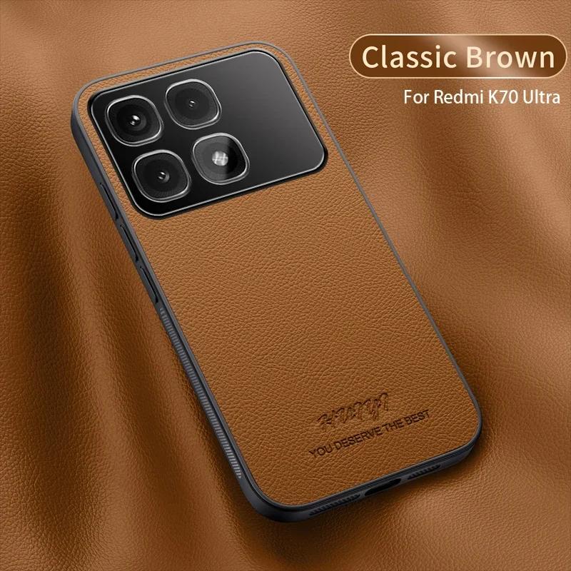 Leather Case for Xiaomi Redmi K70 Ultra K80 Pro Car Magnetic Holder Luxury Silicone Protection Phone Cover Redmi K70E Shell