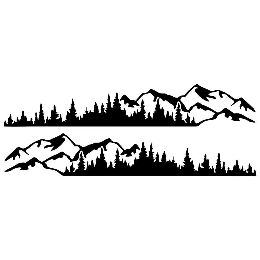 2piece Fashionable Mountain Forest Vinyl Car Stickers Easy To Install PVC Strong Adhesive Unique