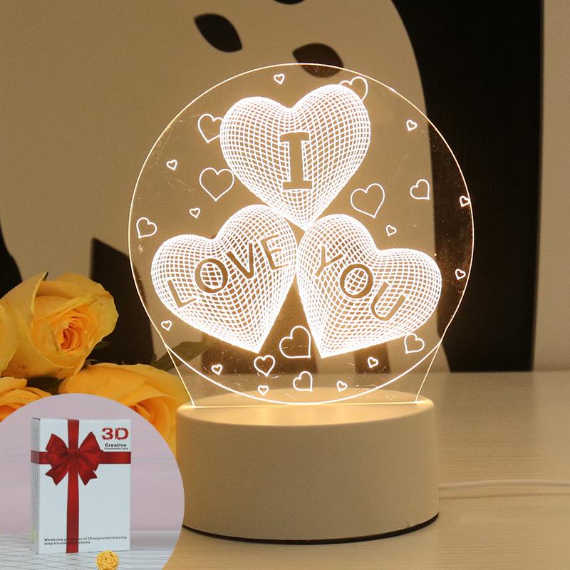 1pc Night Light Creative Acrylic Bedroom Bedside LED Table Lamp Holiday Event Gift System Gifts