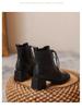 Women's 2025 High-Top Square-Toe Chunky Heel Ankle Boots | Non-Slip, Height-Boosting Martin Boots