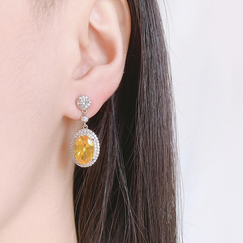 Jewelry Color Treasure Popular Simulation Yellow Diamond 8 * 12 Denier Earrings Drop Ears