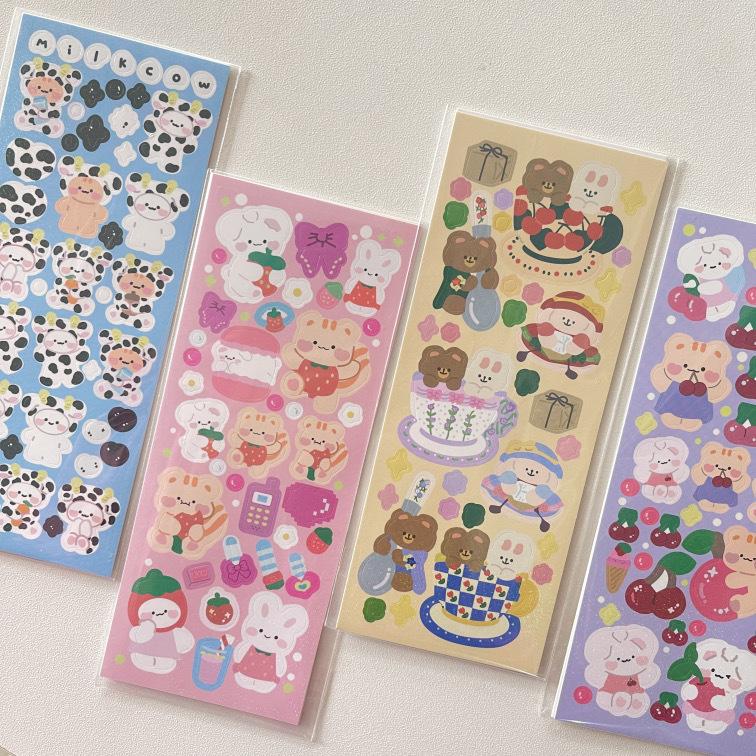 Korean I-pop Cute Bear Laser Flash Sticker Star Chasing Small Card Decorative Material Sticker Goo Card Sticker