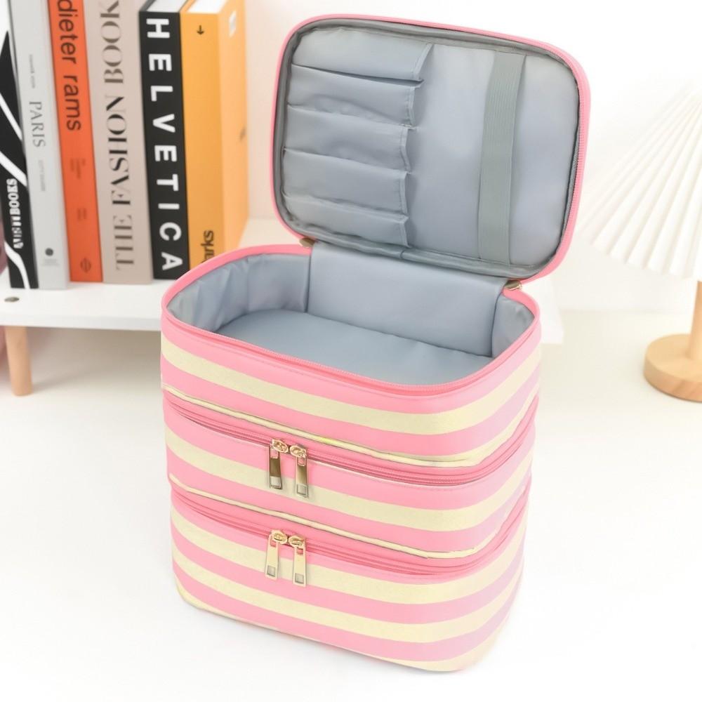 Polyester Multi-Layer Cosmetic Bag Macaron Color Makeup Bag Travel Storage Bag Holiday