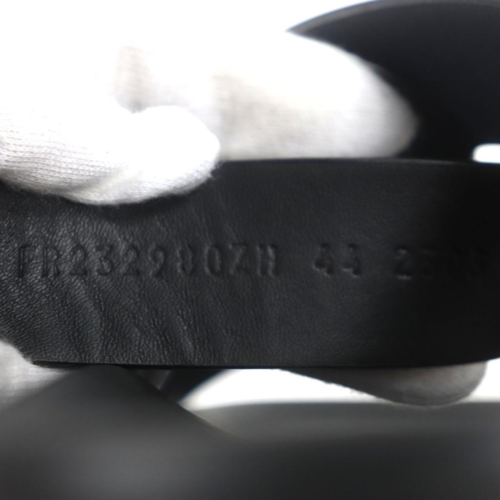 Pristine HERMES Sandals Hercules Black Navy Leather Mens 44 Used