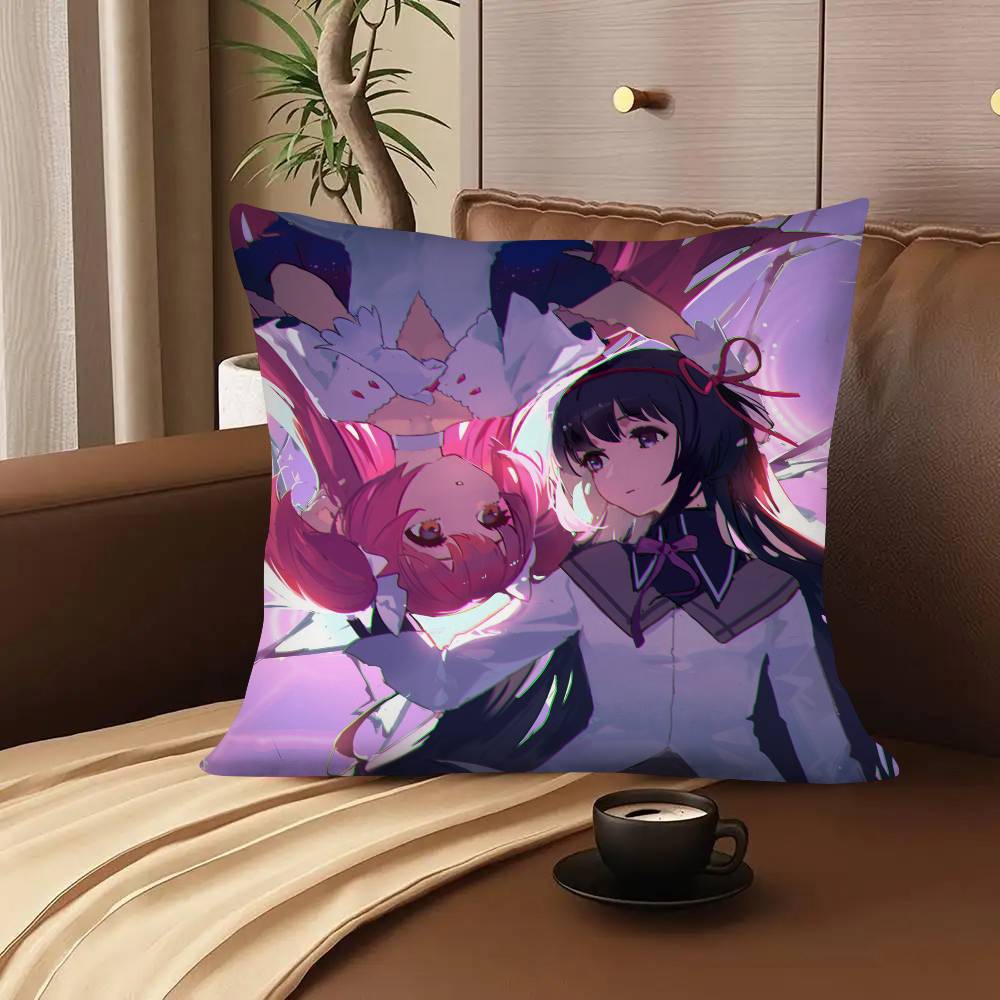Funny Anime New Puella Magi Madoka Magica Pillow Case Fashion Square Pillowcase Bedroom Sofa Room Ins Decoration Leisure Cushion