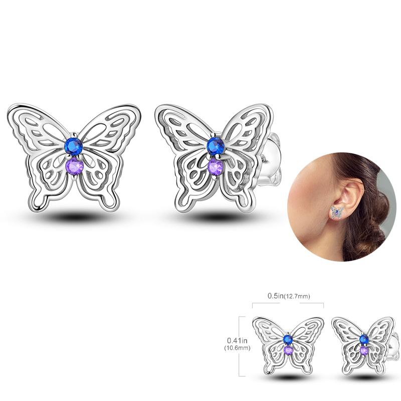 Ladies Sweet 925 Silver Ocean Star Flower Butterfly Design Trendy Earrings Birthday Commemoration Day Fine Sweetheart Jewelry