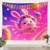 Dreamy Pastel Cloud Tapestry, Colorful Candy Sky with Glitter Stars Design, Bohemian Wall Art for Teen Room & Nursery
