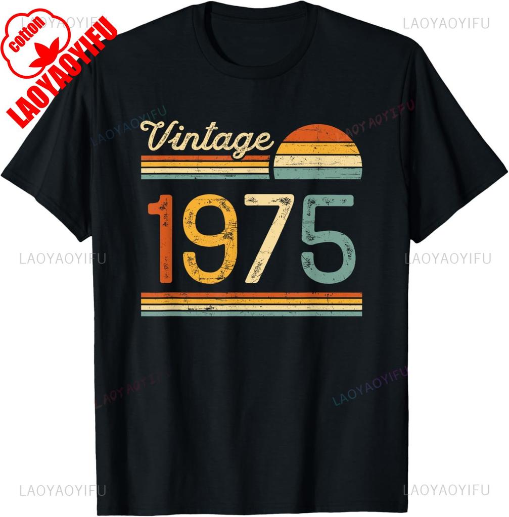 1975 50 Años Camiseta Cumpleaños Graphic T Shirts Vintage Regalo Mujer Hombre 50th Birthday Shirt Woman Man Cotton Tops Tees