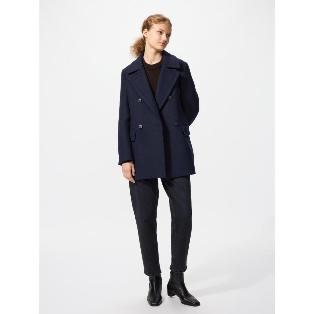 Uniqlo Wool Blend Peacoat Model              