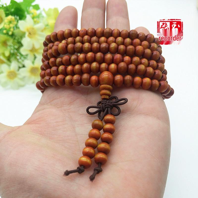 Wooden Multi-Layer Buddhist Prayer Bracelet with 108 Round Beads (6mm & 4mm)