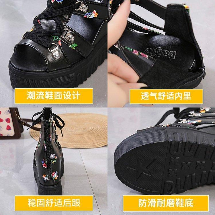 New Luxury Women's 11cm High Heel Sandals Summer Hollow Inner Height Increase Breathable Thick Bottom Slope Heel Fashion Sandals