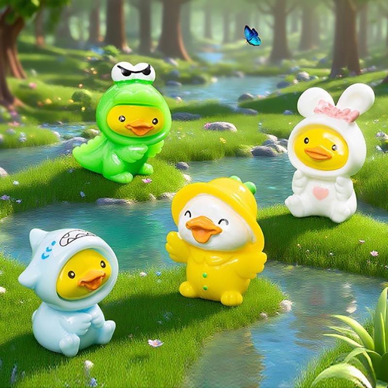 5-Piece Mixed Cute Duck Resin Miniatures Figurines, Adorable Mini Duck Statues, Diy Craft Accessory, Car Dashboard Ornament