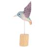Wood Carving Hummingbird Ornament with Tree Stump/Bell Handcrafted Bird Figurine Statue Sculpture