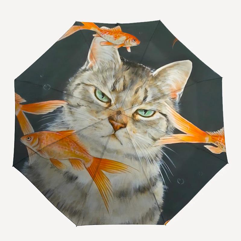 

1pc Cat Fish Automatic Open/Close Umbrella Compact Folding Umbrella, All-Season Portable Umbrella for Women/Men055