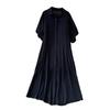 French Light and Mature Style Simple Temperament Lantern Sleeve Dress Women's Summer Commuting Lazy Wind Single-breasted Cardigan Long Dress