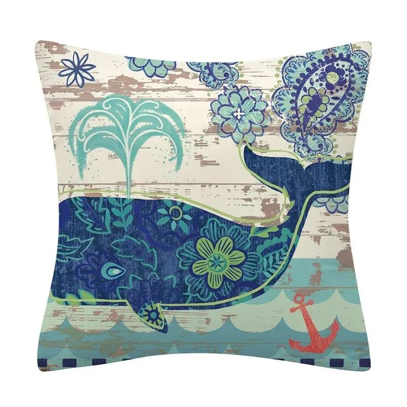 Dekoracyjna poszewka na poduszkę ze zwierzętami morskimi Poduszka na sofę Skorupa żółwia morskiego Poduszka Dekoracyjna poszewka na poduszkę do domu