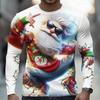 Weihnachts Herren 3D Gedrucktes lustiges Weihnachtsmann Langarm T-Shirt, Rundhals T-Shirts Trendiger Streetstyle Herbst Winter Freizeit Oberteile